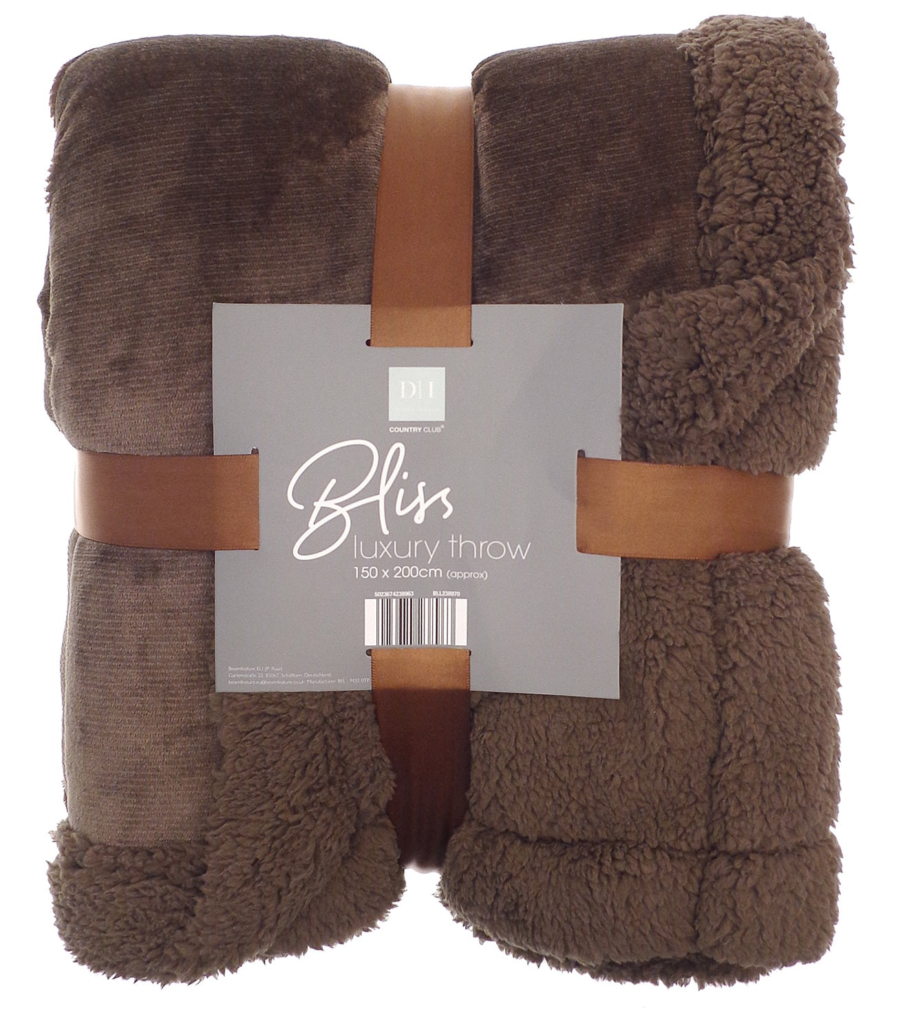 Flannel Sherpa Sofa Bed Throw, 150x200cm - Chocolate