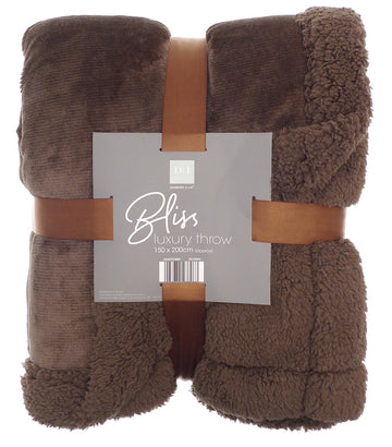 Flannel Sherpa Sofa Bed Throw, 150x200cm - Chocolate