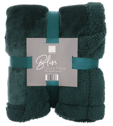 Flannel Sherpa Sofa Bed Throw, 150x200cm - Teal