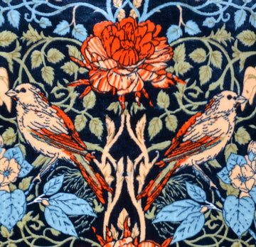 Floral Bird Mink Throw, Beige & Blue, 150x200cm