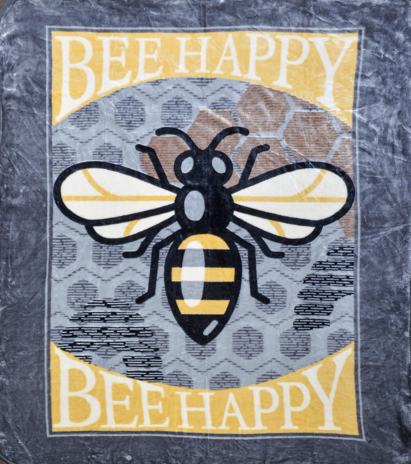 Bee Happy Print Mink Throw, 150x200cm