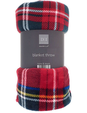Red Tartan Check Flannel Blanket Throw, 130x150cm