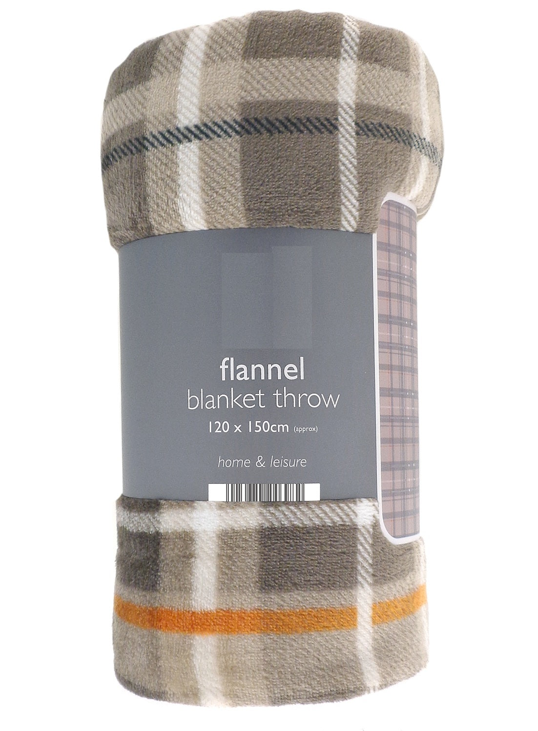 Tartan Check Flannel Blanket Throw, 120x150cm, Natural & Beige