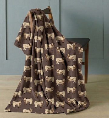 Highland Cow Flannel Blanket Throw, 120x150cm, Mocha