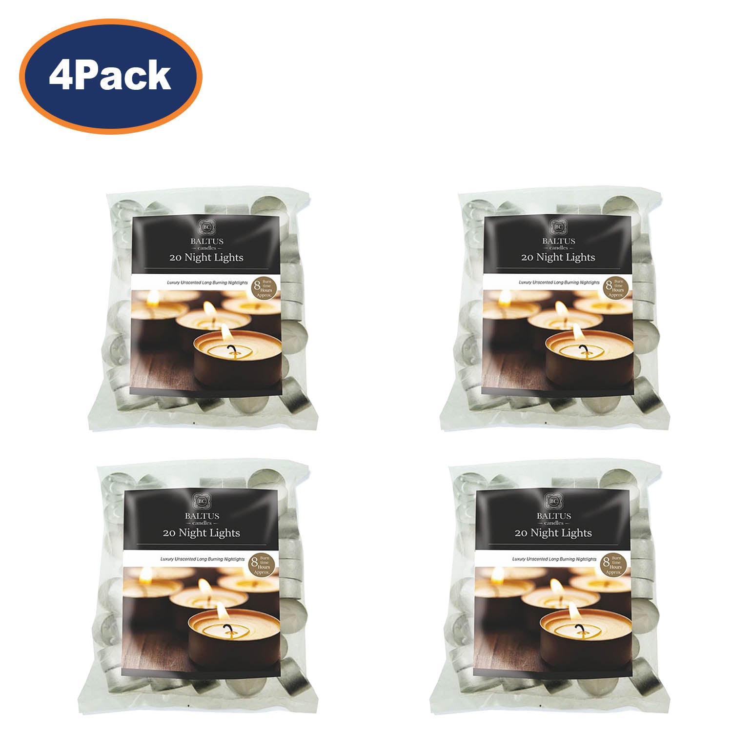 4 Packs of 20pcs Baltus Luxury Unscented Tea Light Candles