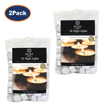 2 Packs of 50Pcs Unscented Tea Light Candles by Baltus