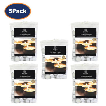 5 Packs of 50Pcs Unscented Tea Light Candles by Baltus