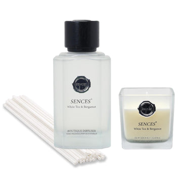 Baltus Reed Diffuser & Scented Candle White Tea Bergamot Fragrance Gift Set