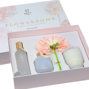 Baltus 3Pc Diffuser Room Spray & Candle Flowerbomb Rosa Fantasy Aroma Gift Set
