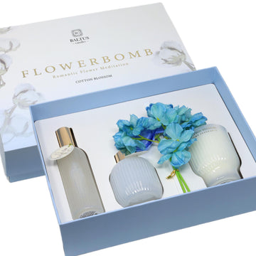 Baltus 3Pc Diffuser Room Spray & Candle Flowerbomb Cotton Blossom Aroma Gift Set
