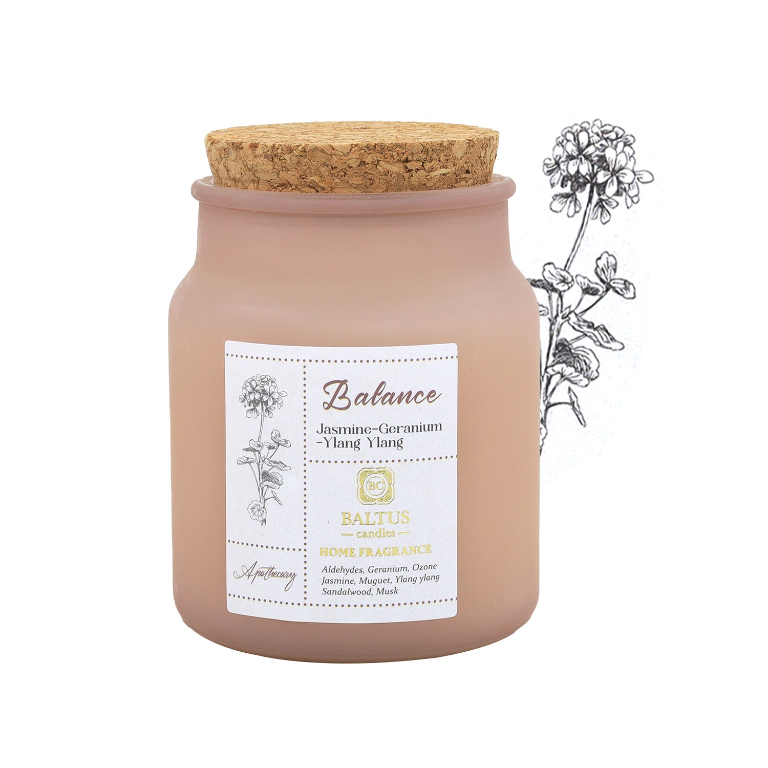 152grams Baltus Jasmine Geranium Ylang Ylang Apothecary Candle Jar