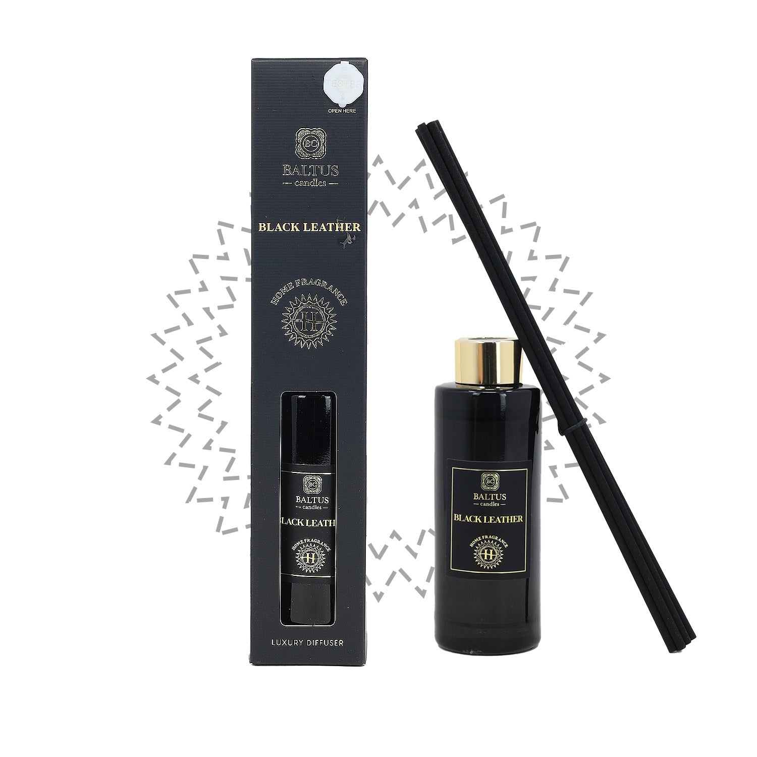 Baltus Reed Diffuser 90ml Sences Scented Wick Black Leather