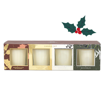 Baltus 4Pc 55g Soy Blend Holiday Scents Votive Candles In A Gift Box