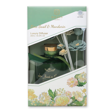 Baltus Luxury Reed Diffuser 300ml Faux Flower Lime Basil & Mandarin