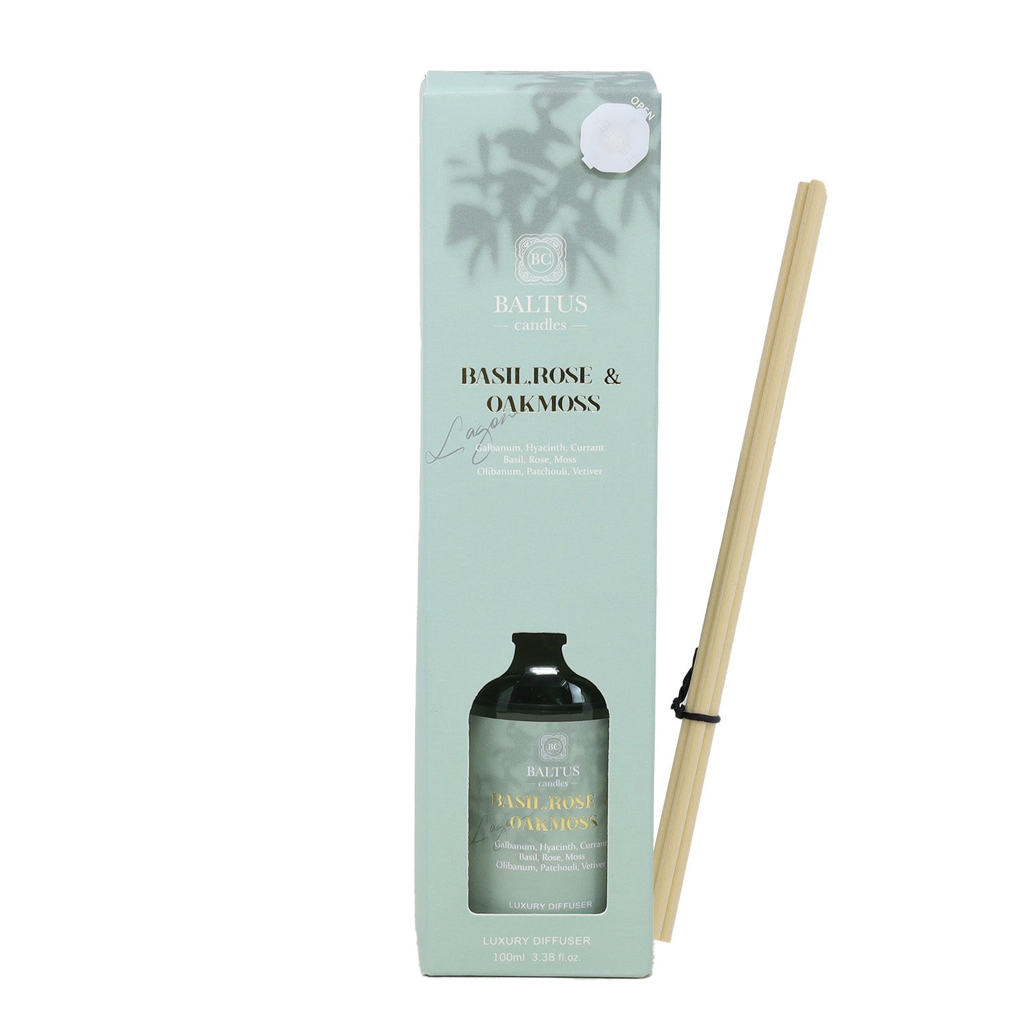 Baltus 100ml Luxury Reed Diffuser - Basil Rose & Oakmoss