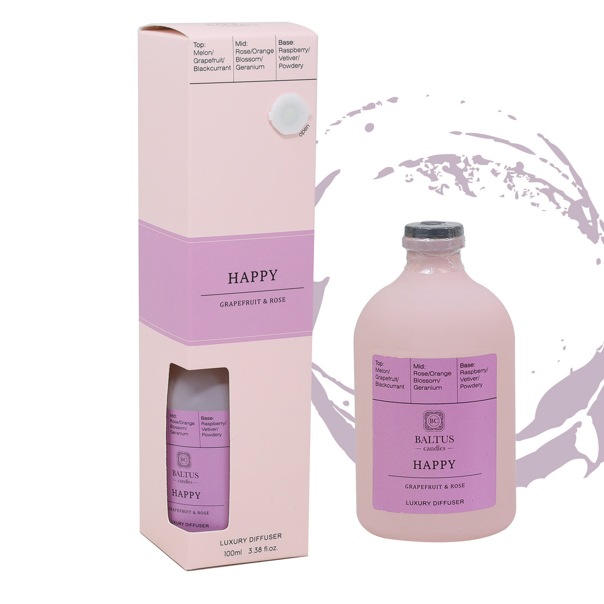 Baltus Reed Diffuser 100ml - HAPPY Grapefruit & Rose