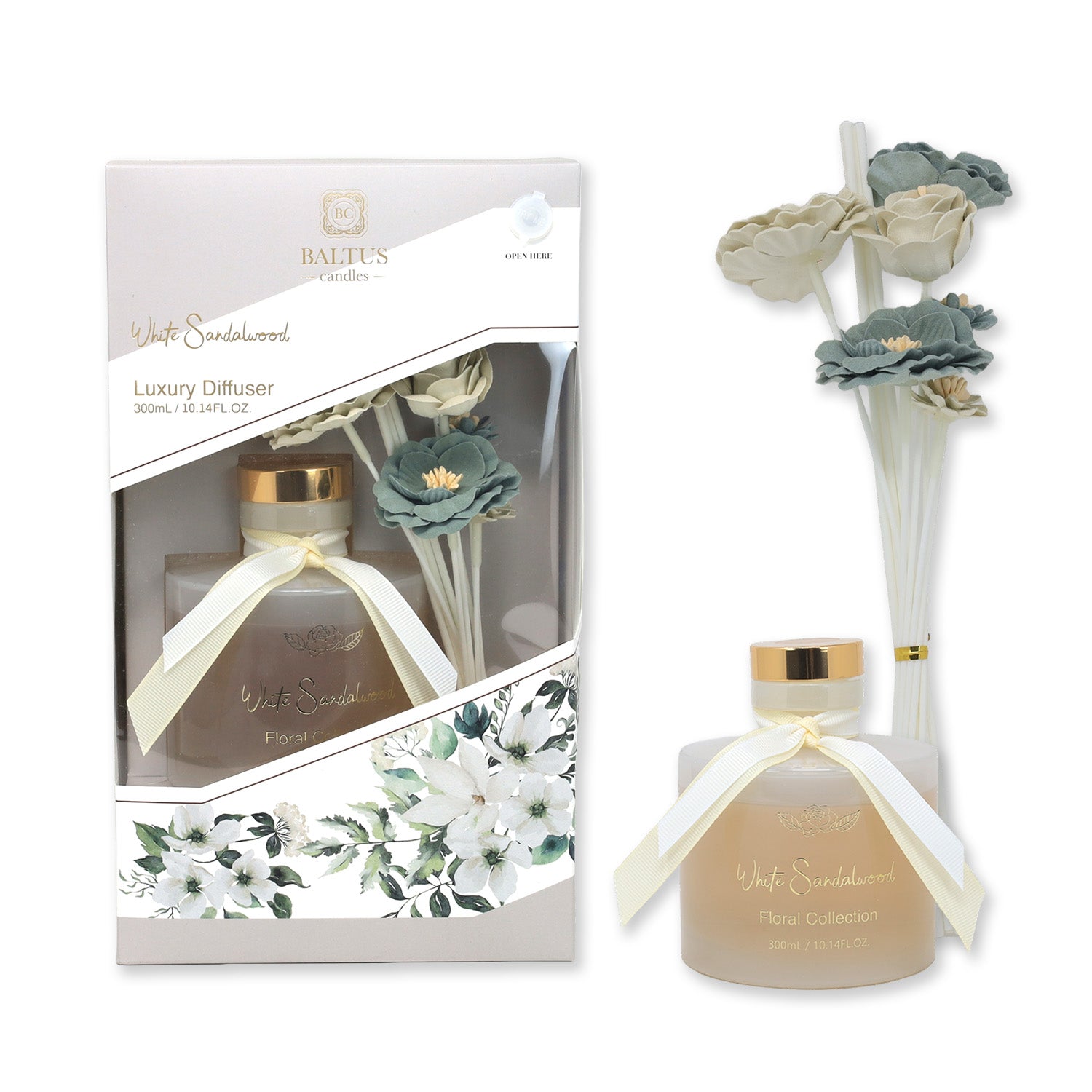 Baltus Reed Diffuser 300ml Faux Flower White Sandalwood