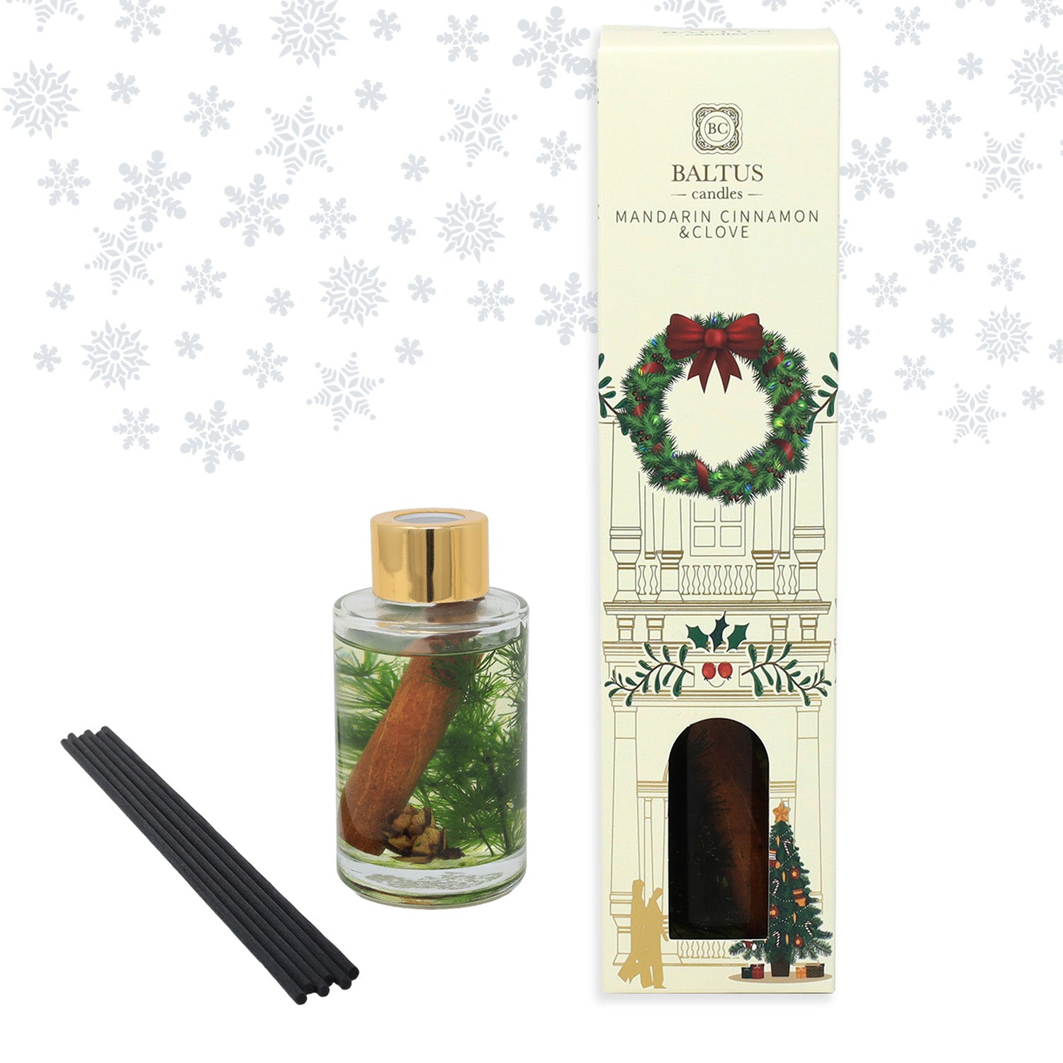 Baltus Reed Diffuser 80ml Mandarin Cinnamon Clove Holiday Gift