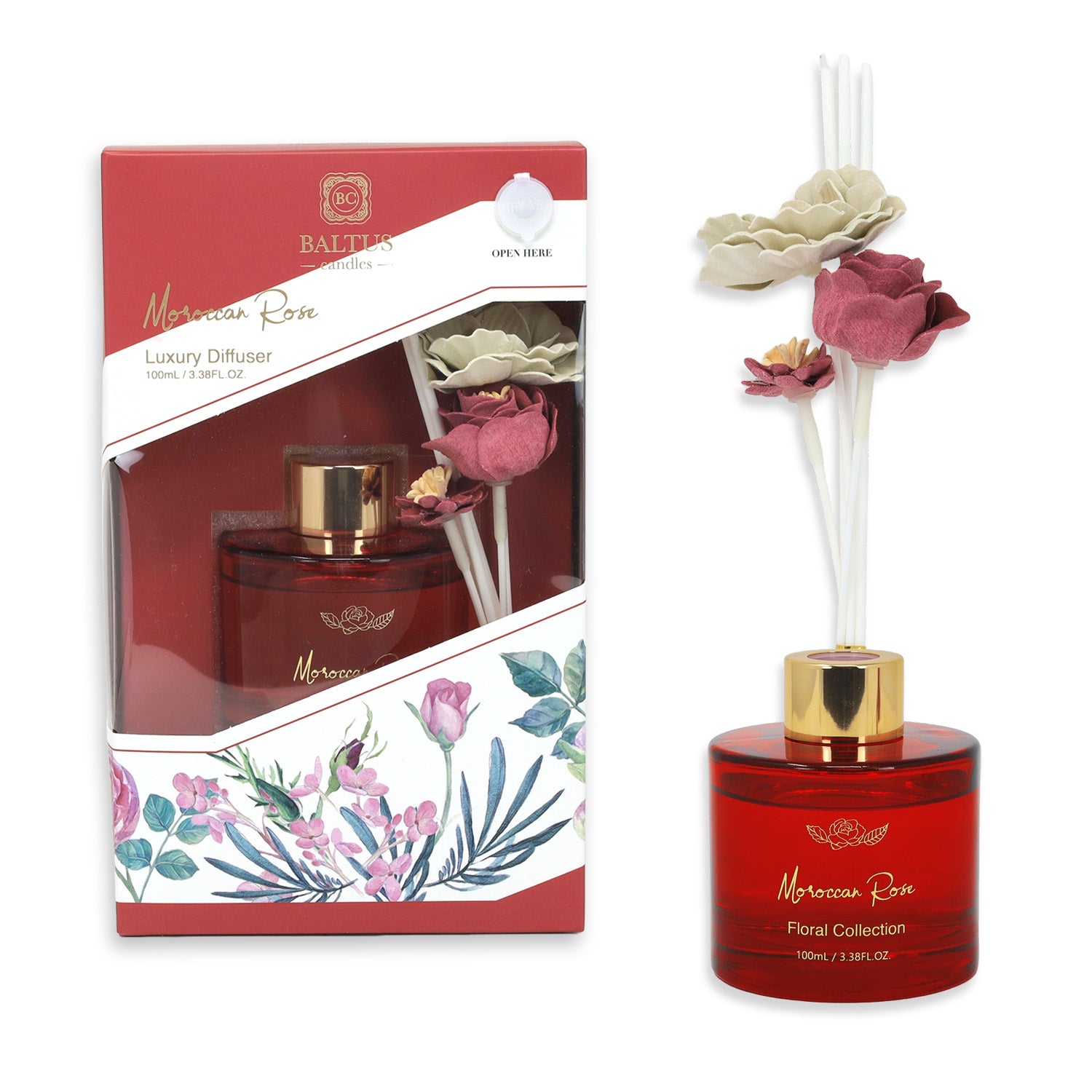 Baltus Reed Diffuser 100ml Faux Flower Moroccan Rose