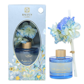 Baltus Reed Diffuser 100ml Sences White Linen & Sea Salt  With Faux Flower