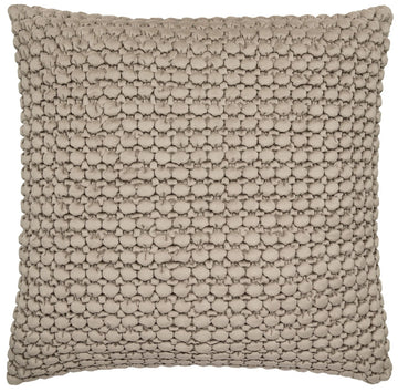Luxurious Quilted Velvet Bobble Filled Cushion 55x55cm Natural