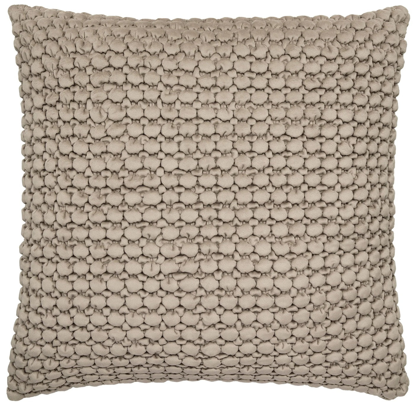 Luxurious Quilted Velvet Bobble Cushion Cover 55x55cm Natural