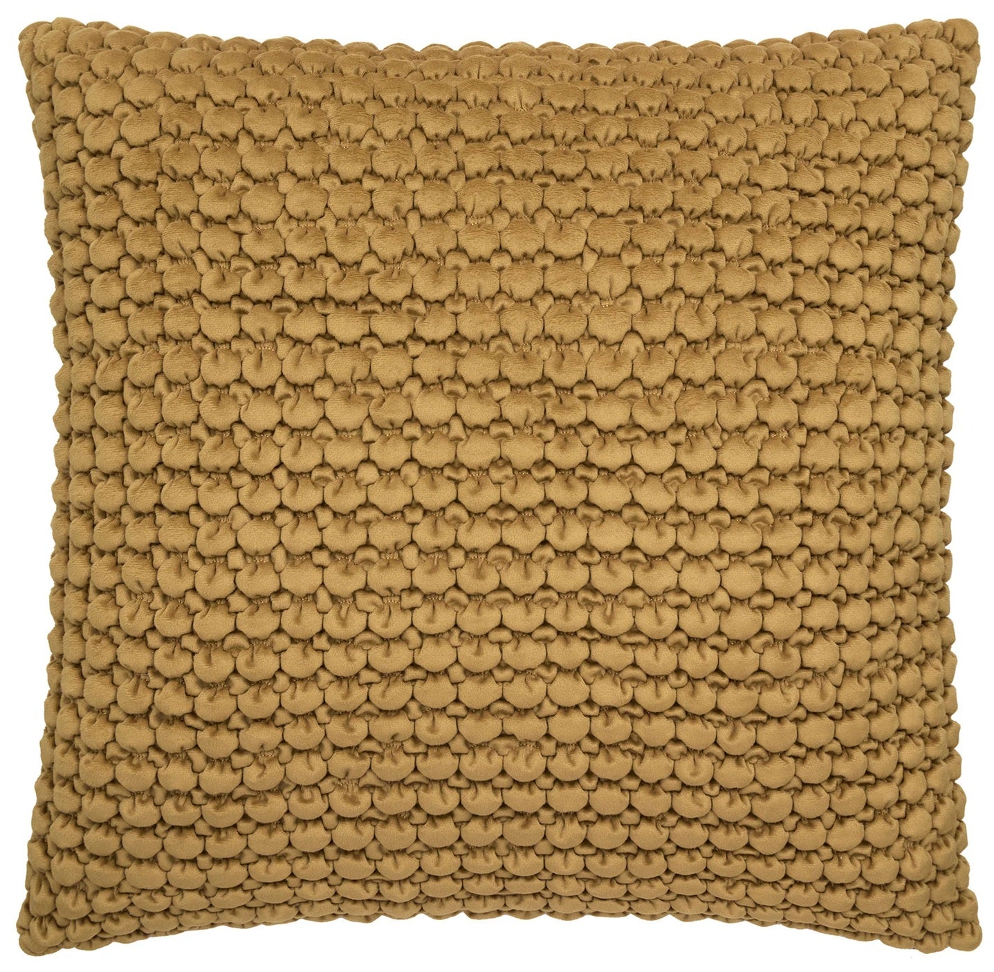 Luxurious Quilted Velvet Bobble Filled Cushion 55x55cm Ochre