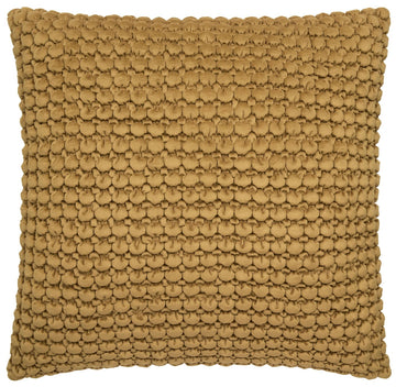 Luxurious Quilted Velvet Bobble Filled Cushion 55x55cm Ochre