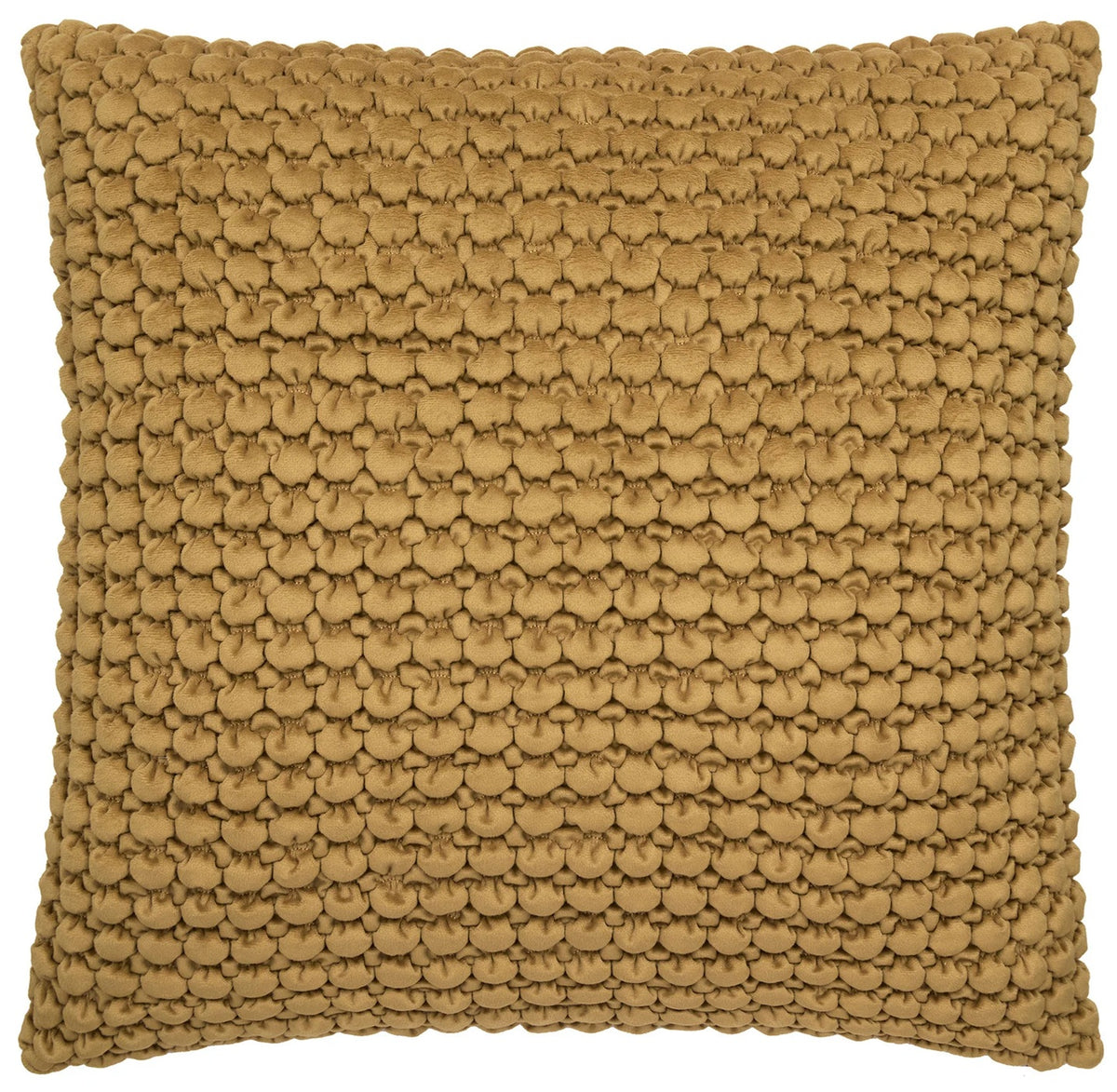Luxurious Quilted Velvet Bobble Cushion Cover 55x55cm Ochre