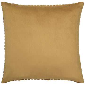 Luxurious Quilted Velvet Bobble Filled Cushion 55x55cm Ochre