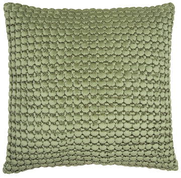 Luxurious Quilted Velvet Bobble Filled Cushion 55x55cm Olive Green
