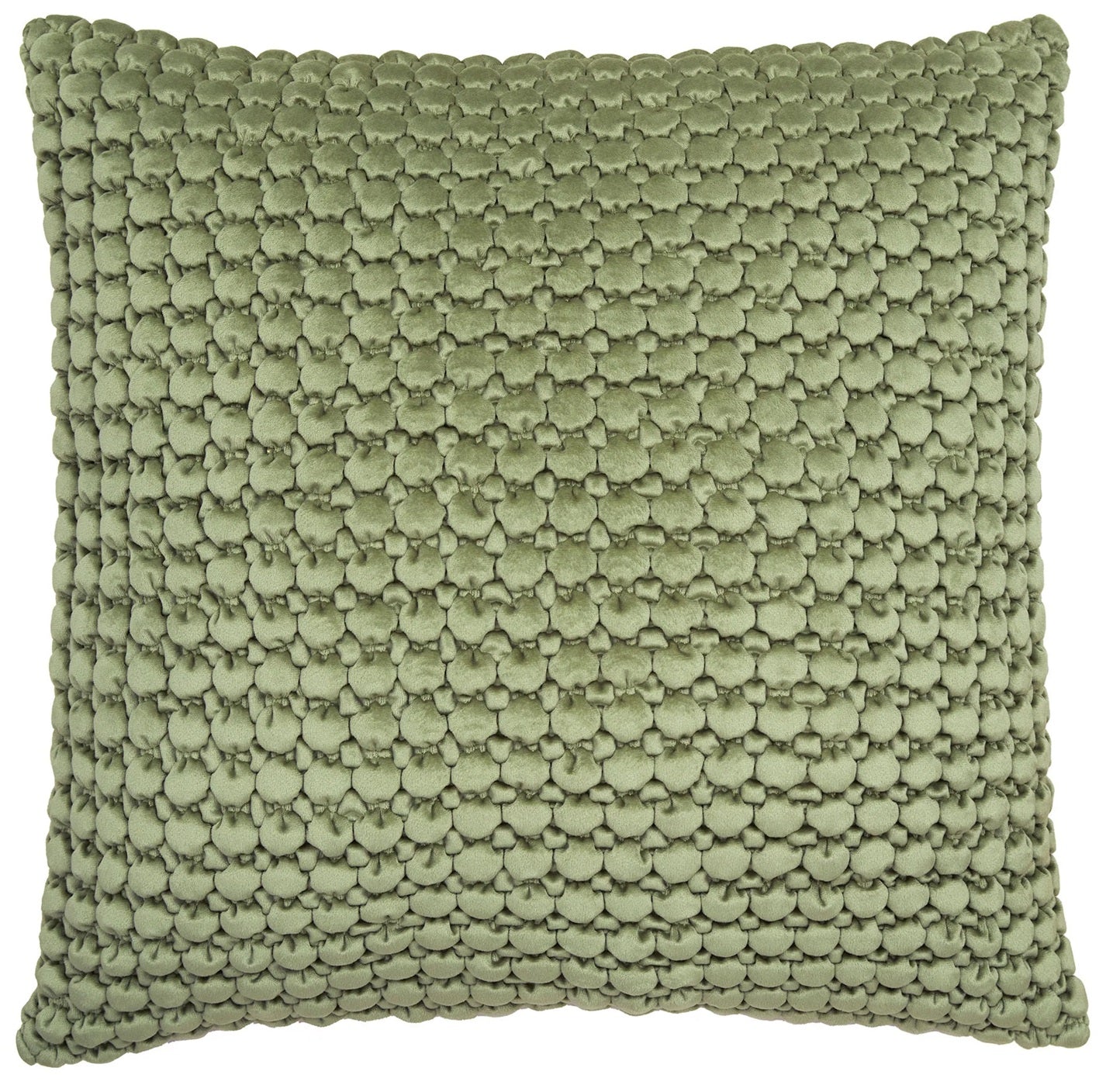 Luxurious Quilted Velvet Bobble Filled Cushion 55x55cm Olive Green