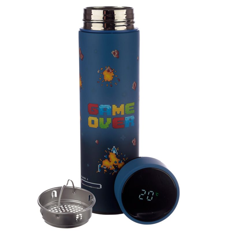 450ml Blue Water Bottle Digital Thermometer Lid