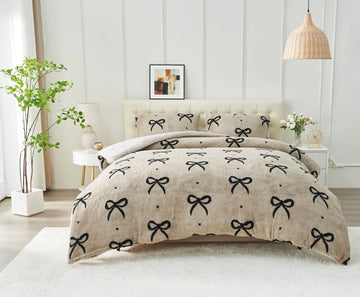 Bow Teddy Duvet Cover Set, King, Natural