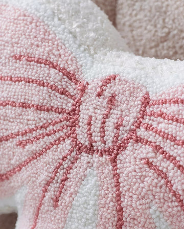 Catherine Lansfield Bow 3D Cushion, Pink & White