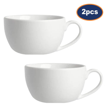 2Pcs 340ml Classic White Porcelain Cappuccino Cup