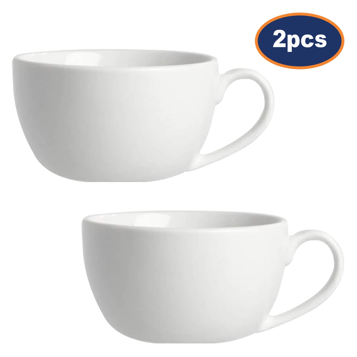 2Pcs 320ml  Classic White Porcelain Cappuccino Cup
