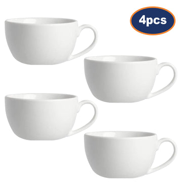 4Pcs 340ml Classic White Porcelain Cappuccino Cup