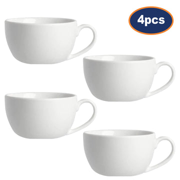 4Pcs 320ml Classic White Porcelain Cappuccino Cup