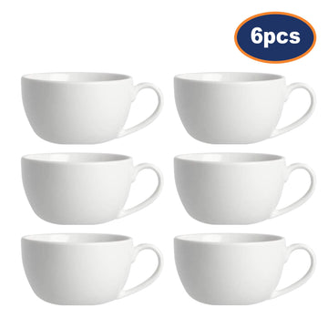 6Pcs 340ml Classic White Porcelain Cappuccino Cup