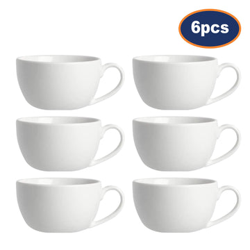 6Pcs 320ml Classic White Porcelain Cappuccino Cup