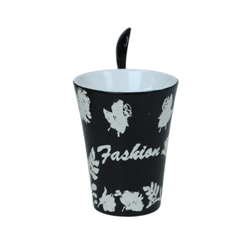 250ml Fashion Design Black Ceramic Mug Spoon on Handle