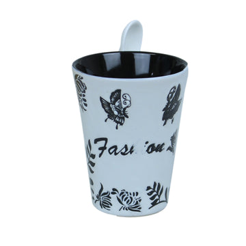 250ml Fashion Design White Ceramic Mug Spoon on Handle