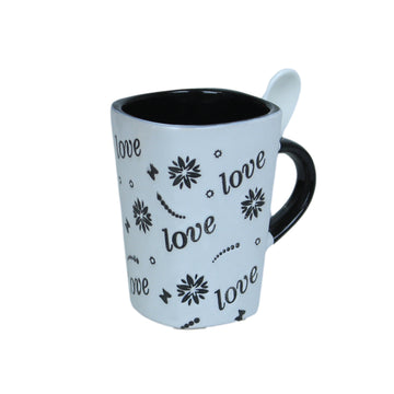 250ml Love Design White Ceramic Mug Spoon on Handle