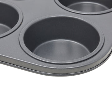 3Pcs 6 Cup Carbon Steel Non-Stick Cupcake Baking Tray