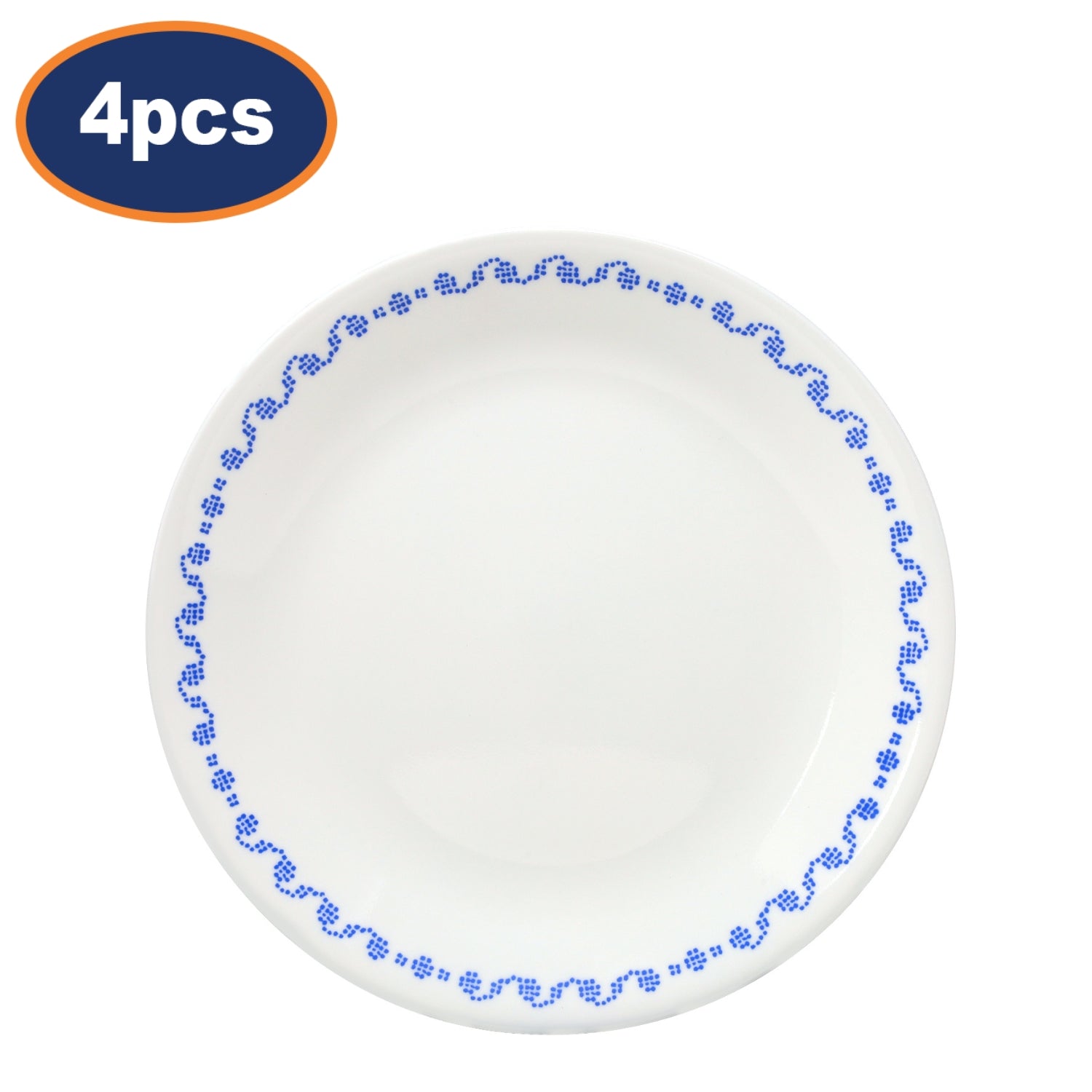 4Pcs Corelle 22cm Cross Stitch Blue Vitrelle Glass Plate