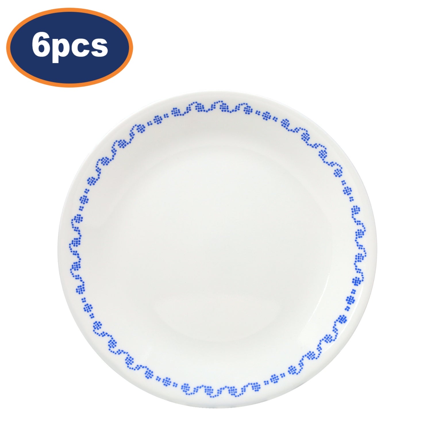 6Pcs Corelle 22cm Cross Stitch Blue Vitrelle Glass Plate