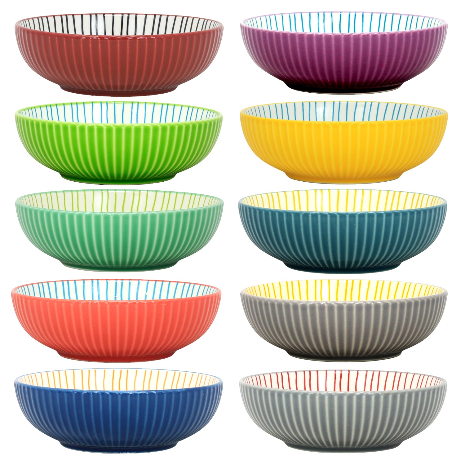 14cm Multicolour 10-Piece Stoneware Bowl Set