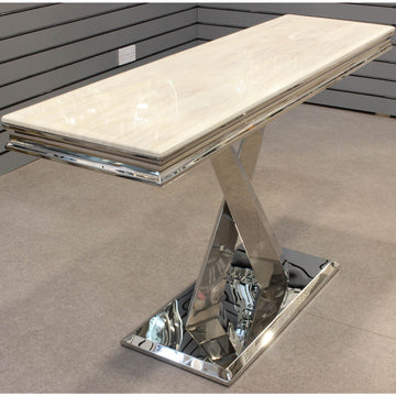 Cream Marble Top Console Table