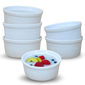 6Pcs 8cm Round Ceramic Ramekin Baking Cups Set